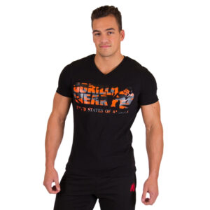 Sacramento V- Neck T-Shirt -Black/NeonOrange