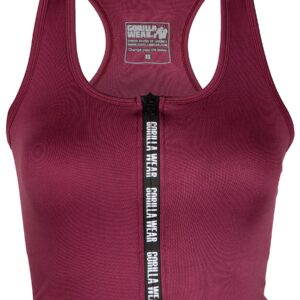 Mesa Zip Front Crop Top - Burgundy Red