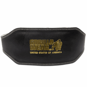 Gorilla Wear 6 Inch Padded Leather Lifting Belt - Black/Gold