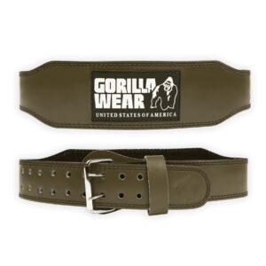 Gorilla Wear 4 Inch Padded Leather Lifting Belt - Army Green