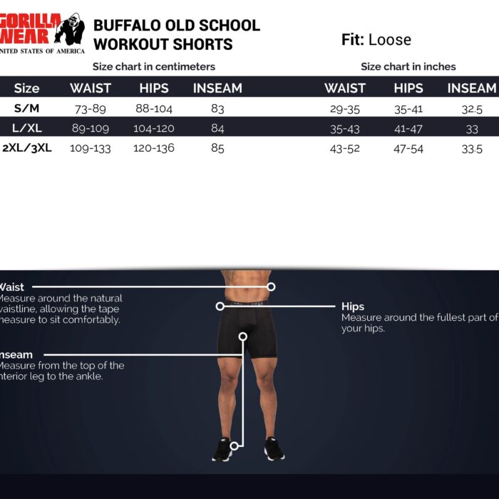 size-chart-buffalo-old-school-workout-shorts